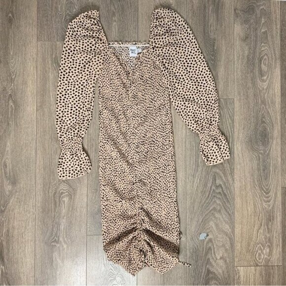 Princess Polly Kinsley Mini Dress Leopard print Ruffle Smocked Ruched Bodycon - Picture 6 of 16